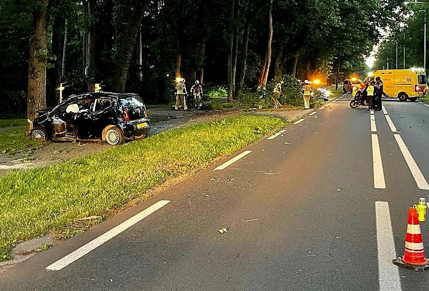 Auto raakt drie bomen, bestuurder gewond