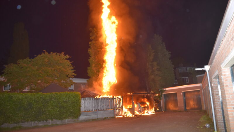 Bijgebouwen en auto door brand verwoest